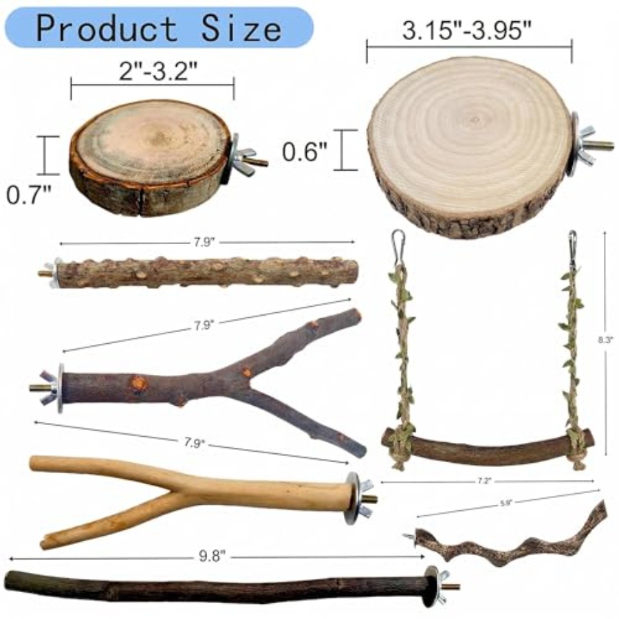 8PCS natural wood bird perches - Health & Wellness Unlimited review and price